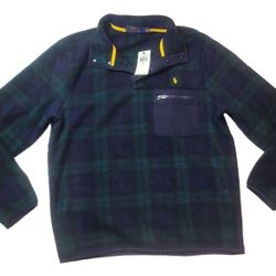Polo Ralph Lauren Sweater Mens ( M ) Green Fleece Pullover Jacket 1/4 Zip Size M
