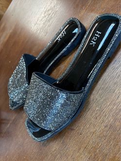 H2K Womens Glitter Bling Fancy Slide Sandals