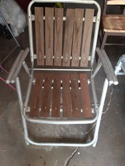 Vintage redwood and alum. 1970 lawn chair