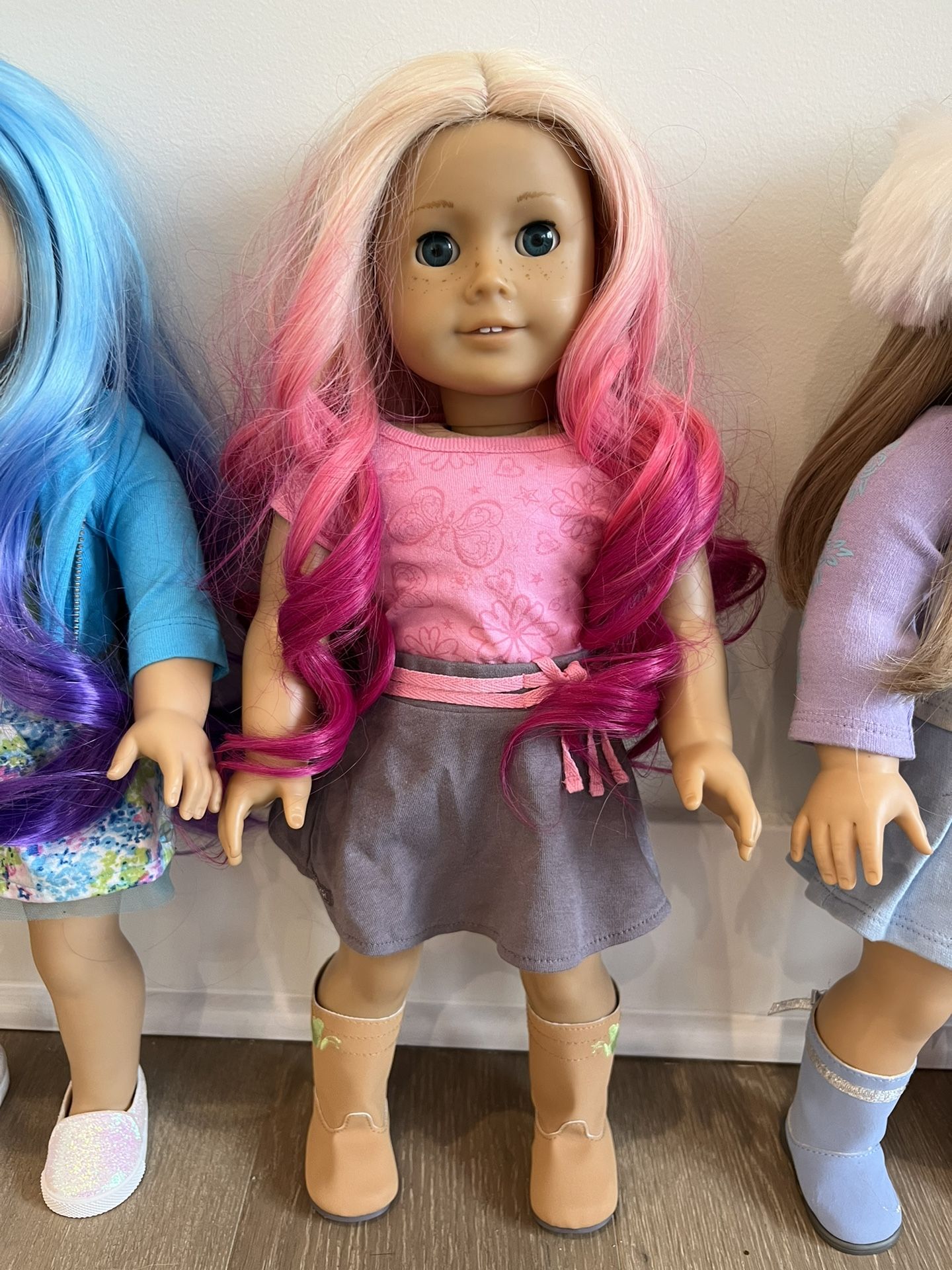 American Girl Doll Pink Ombré Hair And Blue Eyes