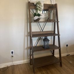 New 68" Solid Wood /Metal mix Leaning Ladder Bookshelf - Brown  Awesome Deal New No Damage 🚚 Delivery Avail   ➡️ D