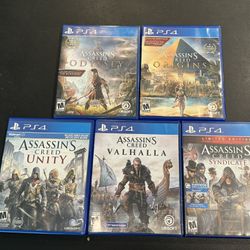 PS4 Assassin's Creed Lot of 5 Unity Valhalla Origins Syndicate - Limited Edition Odyssey 