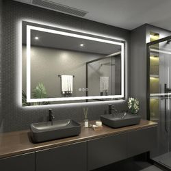 72x36  Inch Lighted Bathroom Mirror for Wall, LED Illuminated Vanity Mirror with Lights, Dimmable, Anti-Fog, ETL Listed