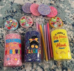 Rhinestone Double Walled Acrylic Waterproof Plastic Tumbler Teacher Appreciation