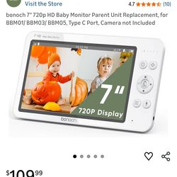 bonoch 7" 720p HD Baby Monitor - NEW