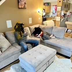 Nice Chenille L Shaped Couch 