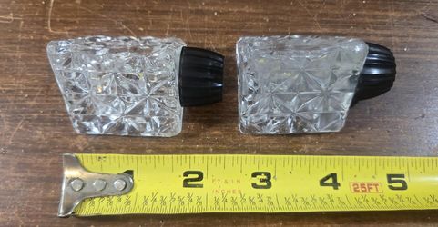 Glass Angled Triangle Pleated Salt and Pepper Shakers Made in Japan Vintage