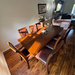 Wooden Dining Table With 8 Chairs