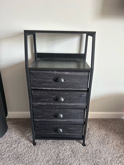 Black 4 Drawer Storage Dresser with Shelves