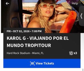 Karol G 2026 concert tickets - Miami 10/2