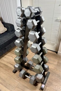 Set Of Set Of Cast Iron Hex Dumbbells From 15s to 50s Pounders ( Total: 520 lbs. ) [  NO RACK INCLUDED - yes you can Buy It $