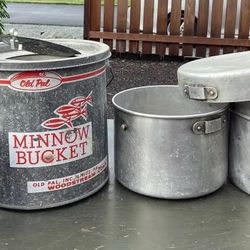Vtg Old Pal Minnow Bucket Floating 10 Qt Galvanized Steel, Pots & Fishing Weight