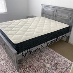 Solid Wood Queen Bed & Bamboo Mattress 