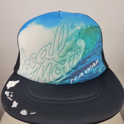 Local Motion Hawaii Trucker Hat Cap Snapback Foam Mesh Back Black Blue Surf