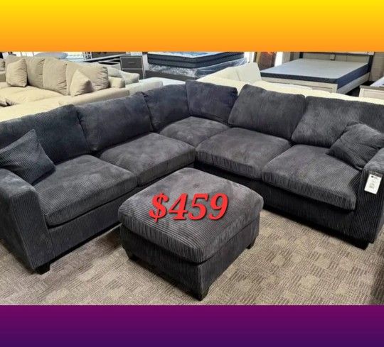 Black Sectional Sofa With Ottoman