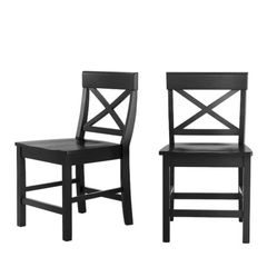 Black 2 Pk X-back Wood Dining Chairs