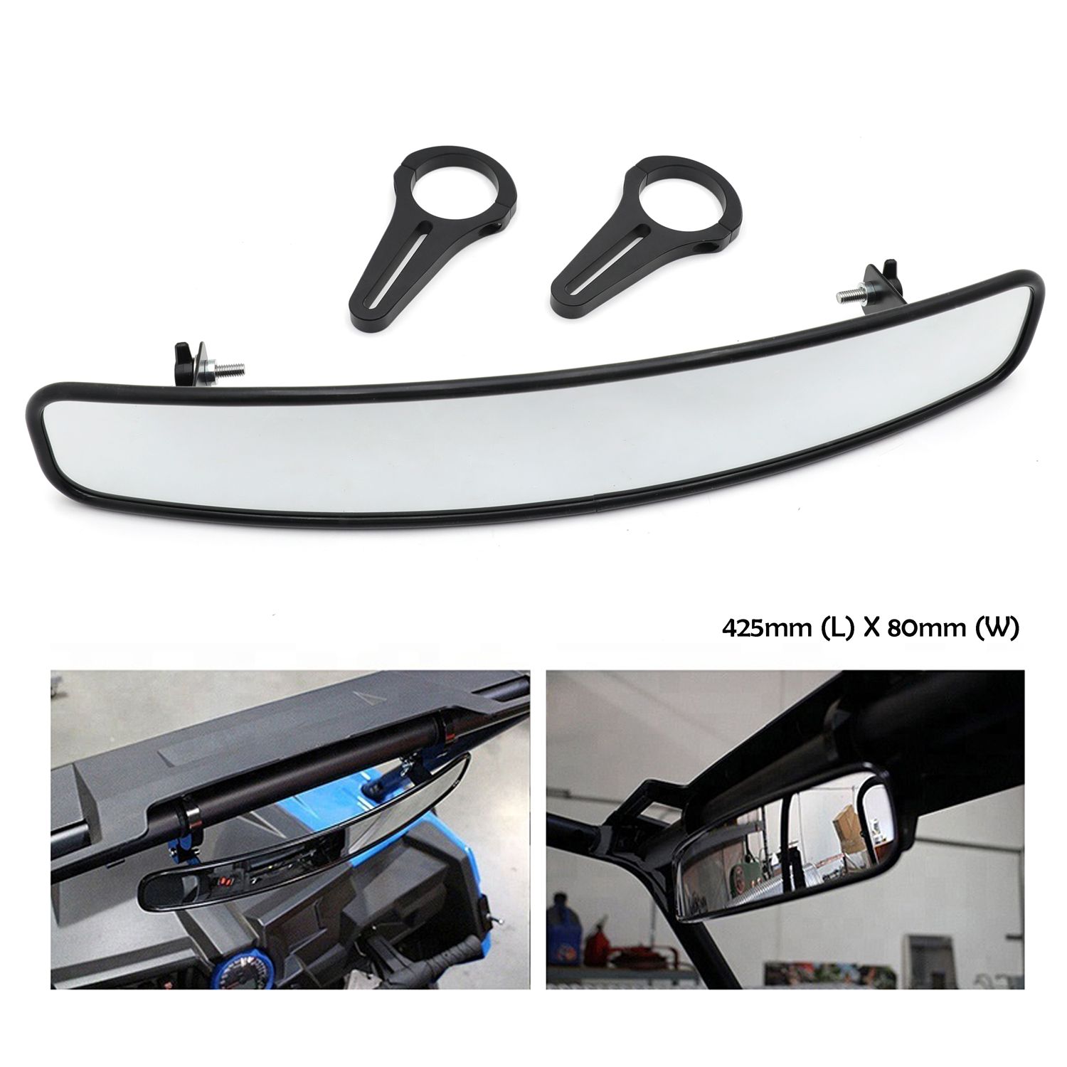 1.75" UTV Wide Convex RearView Mirror For Honda Yamaha Polaris RZR Rangers (contact info removed) Rhino PN: UTV-012-BK