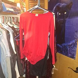 Red Long-sleeve Leotard Bodysuit - Womens XL