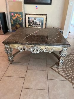 Marble top coffee table and console