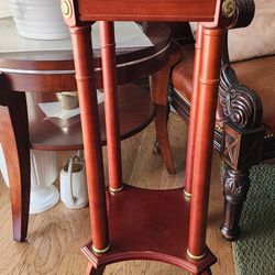 Marble Top Plant Stand Cherry Finish 