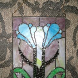 Stained glass with wall hanger