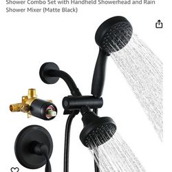 Black Shower Head  Set With Mixer , Brand New 