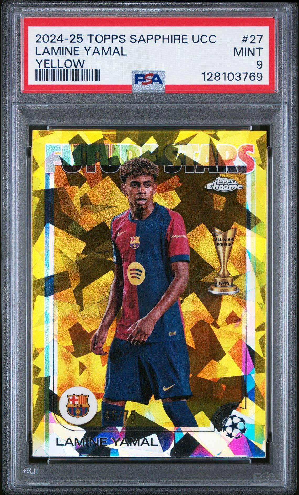 2024 Topps Sapphire Lamine Yamal Yellow #27 /75 FC Barcelona PSA 9