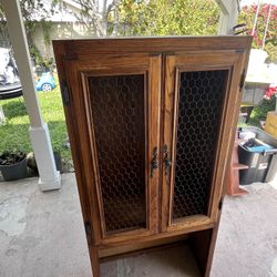 Wooden Antique Med Century Pantry Cabinet In Great Condition 