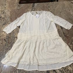 New H&M DIVIDED Ivory Lace Sheer Tunic Blouse Top Shirt Women’s size 10