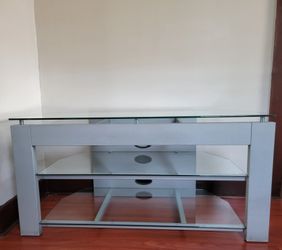 TV table/ TV stand. Corner or wall TV table with three removable glass shelves
