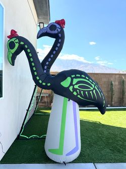 Halloween Inflatable Skeleton Flamingo Yard Decoration