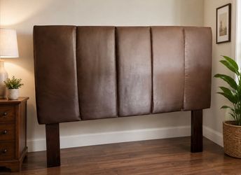 Queen Brown Padded Faux Leather Headboard