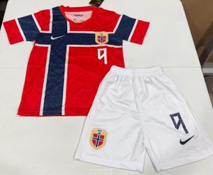 Norway home Haaland kids youth Jersey shorts kit