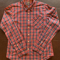  Tommy Hilfiger Denim Plaid Navy Red Long Sleeve Button Up Shirt - Men’s Size L