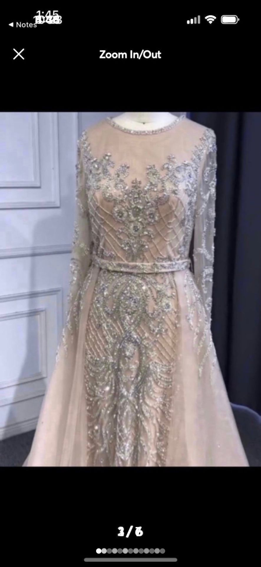 Beautiful wedding bridal special occasion nude and silver dress