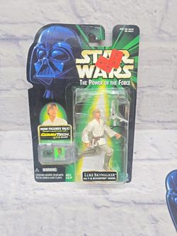 Star Wars Luke Skywalker W/ T-16 Skyhopper Model POTF CommTech Chip 1999