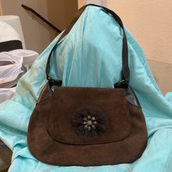 Chocolate Brown Suede Small Purse