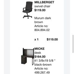 Ikea Office Desk And Swivel Chair
