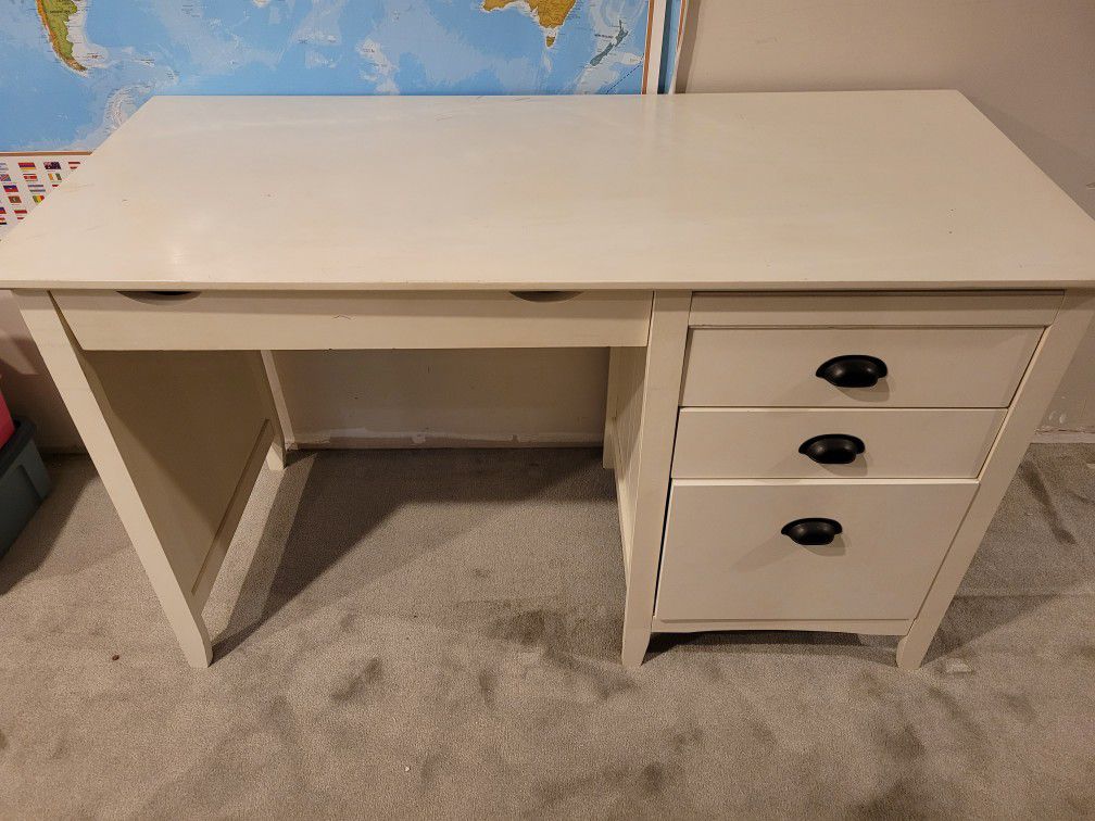 48in X 21in Cream Desk With Drawers