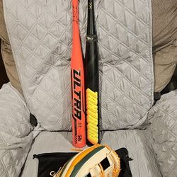 Usssa And Senior Softball Bats And Glove