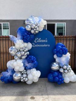 Quinceañera Balloon Garland Arch with Backdrop