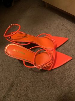 Fashion Nova Orange Strappy Pointed-Toe Heels