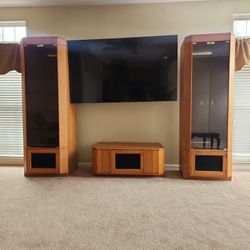 Four-Piece Oak Wood Entertainment Center (TV Not Included)