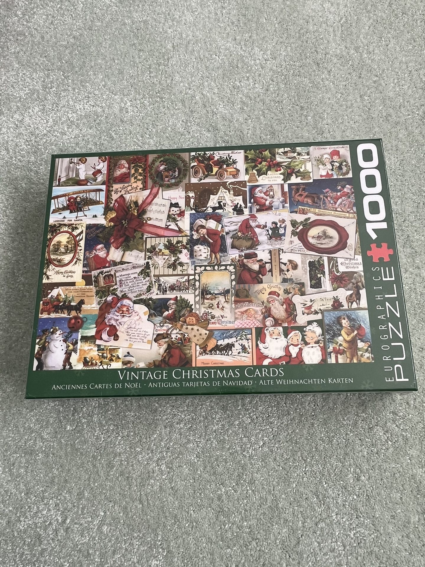 Vintage Christmas Cards, Jigsaw 1000 Piece Puzzle Eurograhics 19.25” x 26.625”