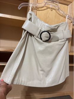 PRICE DROP: KENAR LEATHERS’ lined, Belted, A-Line cream-color LAMBSKIN LEATHER,8