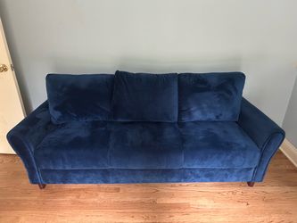 Blue velvet couch