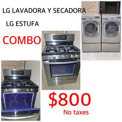 COMBO DE LAVADORA SECADORA Y ESTUFA LG