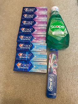 8 Crest Toothpastes with Mouthwash and Toothbrush