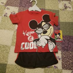 Boys Mickey Shirt And Shorts 
