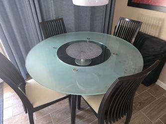 Round Glass Dining Table with 4 Chairs